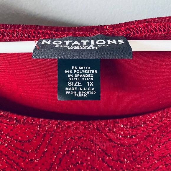 Notations red sparkly long sleeve tunic - Picture 7 of 7